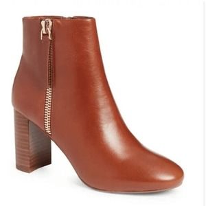 New Jeffrey Campbell Prianka Cognac, Leather Ankle Healed Zip Bootie ~Size 9